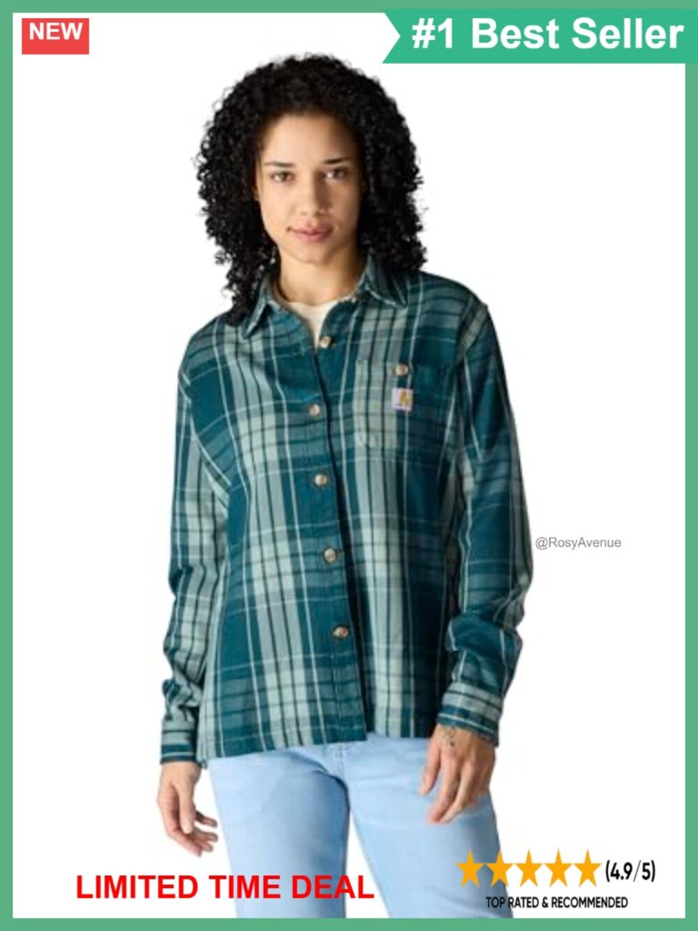 Carhartt Tencel Twill Plaid Loose Fit Button Front Work Shirt